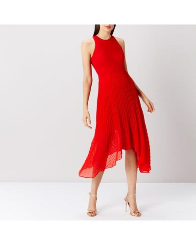 coast ruby pleated midi dress
