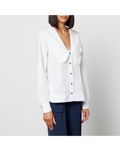 Ganni Organic Cotton-Poplin Shirt - White