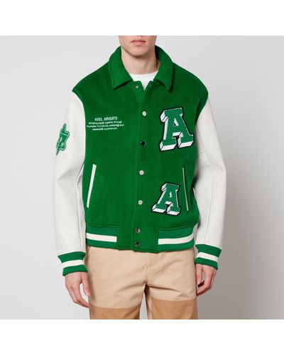 Axel Arigato Illusion Wool-blend And Faux Leather Varsity Jacket - Green