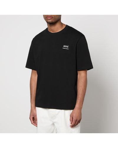 Ami Paris Script Organic Coton-Jersey T-Shirt - Black