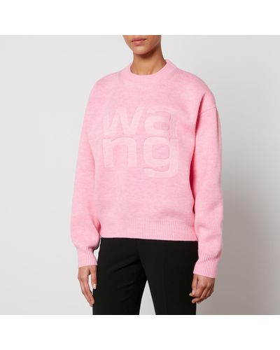 T By Alexander Wang Logo-Debossed Knit Sweater - Pink
