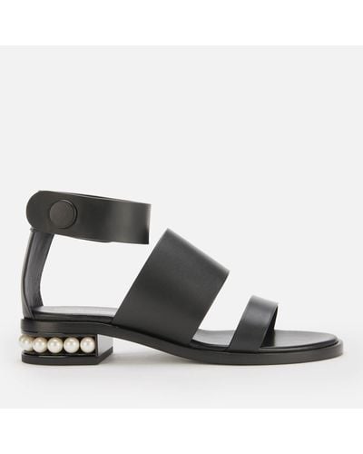 Nicholas Kirkwood 25Mm Casati Leather Triple Strap Sandals - Black