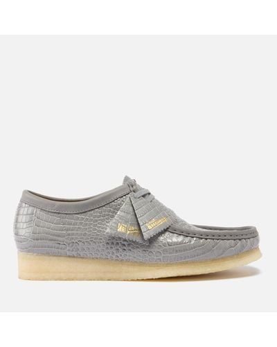 Clarks Croc-Effect Leather Wallabee Shoes - Grey