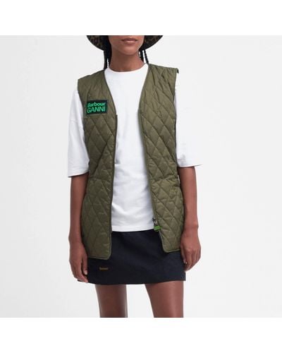 BARBOUR X GANNI Betty Reversible Diamond-Quilted Shell Liner - Green
