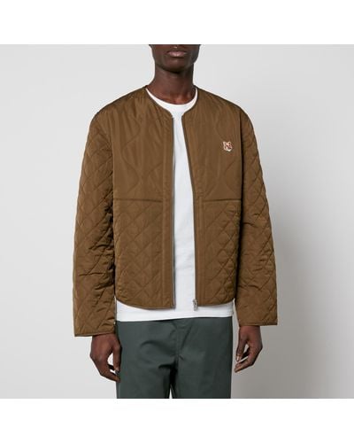 Maison Kitsuné Institutional Fox Head Quilted Shell Jacket - Brown