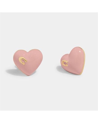 COACH Enamel C Heart Stud Earrings - Multicolour