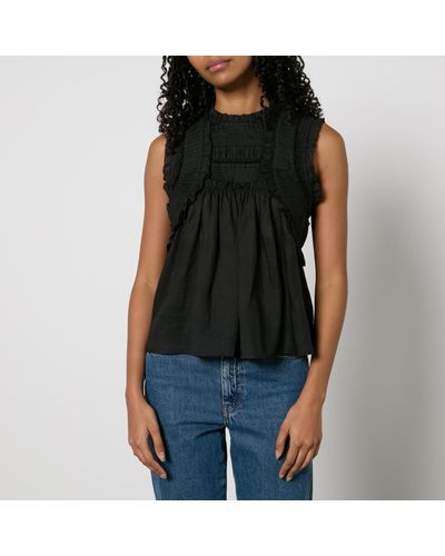 Sea Cole Ruffled Ramie Blouse - Black