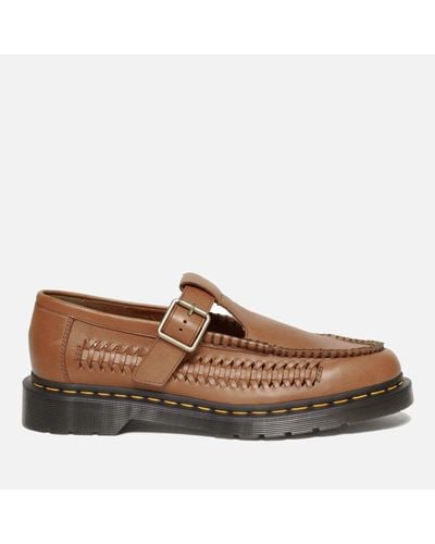 Dr. Martens Adrian Leather T-Bar Shoes - Brown