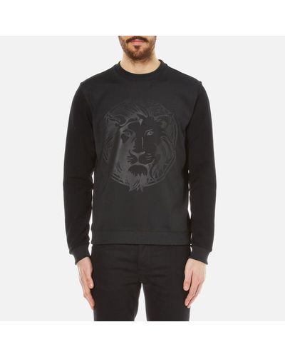 Versus Men's Embossed Medusa Lion Scuba Crew Neck Sweater - Black