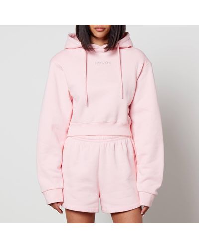ROTATE SUNDAY Rotate Cropped Cotton-Jersey Hoodie - Pink