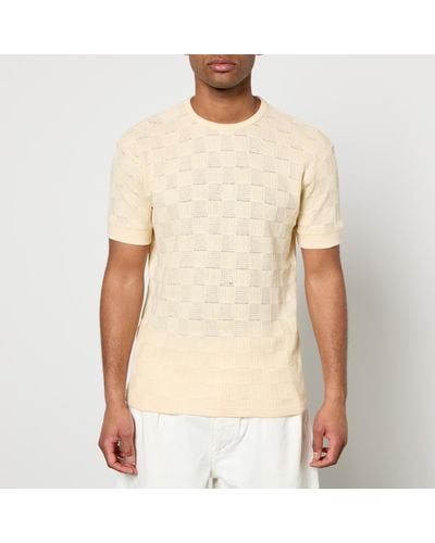 sunflower Gym Checked Linen-Blend Jacquard T-Shirt - Natural