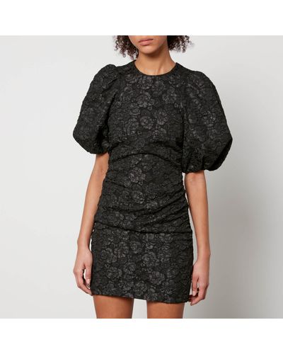 Ganni Floral-Jacquard Mini Dress - Black