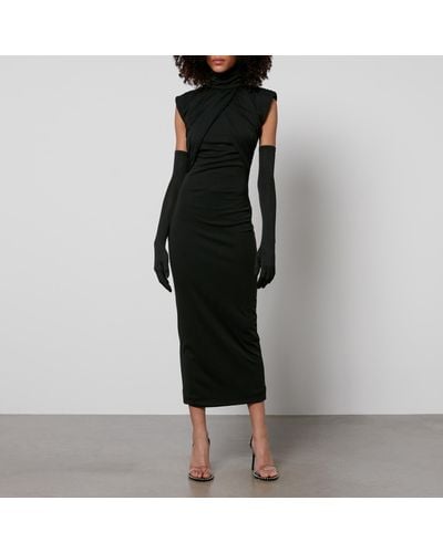 De La Vali Metropolitan High-Neck Jersey Midi Dress - Black