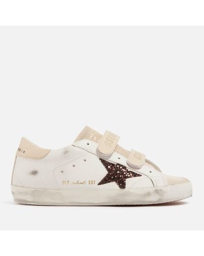 Golden Goose Old School Leather And Suede Sneakers - Natural