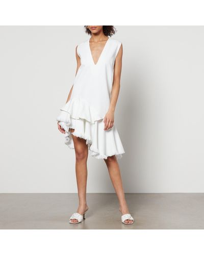 Marques'Almeida Denim V-Neck Frill Dress - White