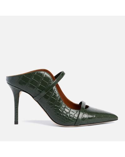 Malone Souliers Maureen 85 Leather Heeled Mules - Green