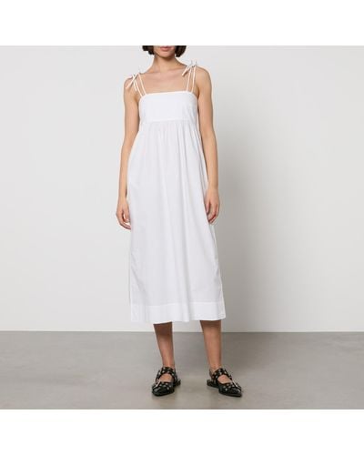 Ganni Cotton-Poplin Midi Dress - White