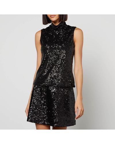 In the mood for love Estelle Sequined Mesh Top - Black