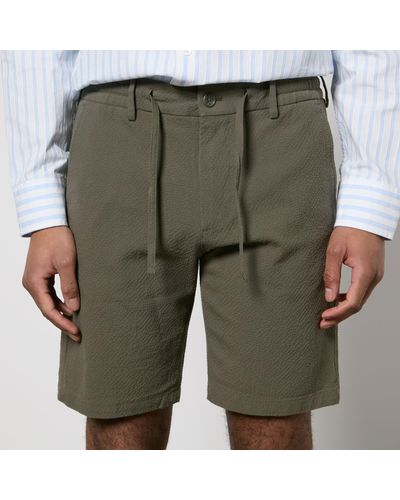NN07 Seb Cotton-Blend Cloqué Shorts - Green