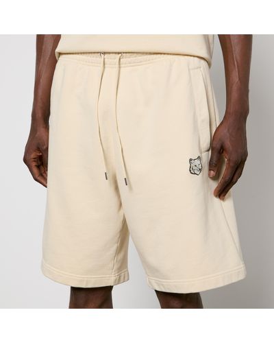 Maison Kitsuné Bold Fox Head Patch Cotton-Jersey Sweat Shorts - Natural