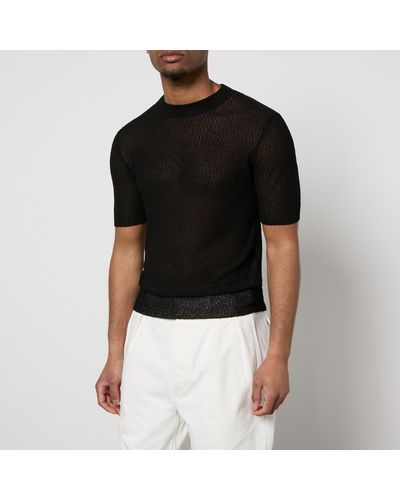 Ami Paris Bouclé-Jersey T-Shirt - Black