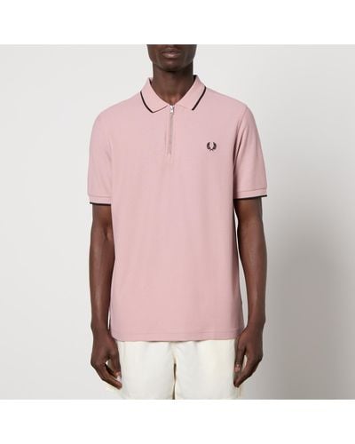 Fred Perry Crepe-Piqué Zipped Polo Shirt - Pink