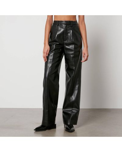 Anine Bing Carmen Faux And Recycled Leather Trousers - Black