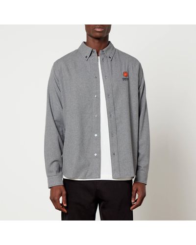 KENZO Boke Crest Flannel Overshirt - Gray