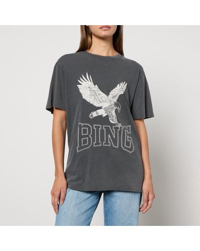 Anine Bing Lili Retro Eagle Cotton-Jersey T-Shirt - Black