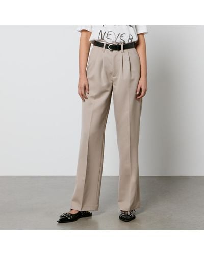 Anine Bing Carrie Wool-Twill Wide-Leg Pants - Natural