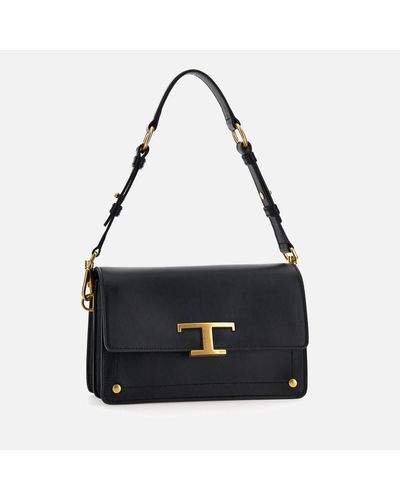 Tod's T Timeless Mini Leather Shoulder Bag - Black