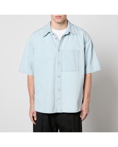 WOOYOUNGMI Short Sleeved Cotton-Denim Shirt - Blue