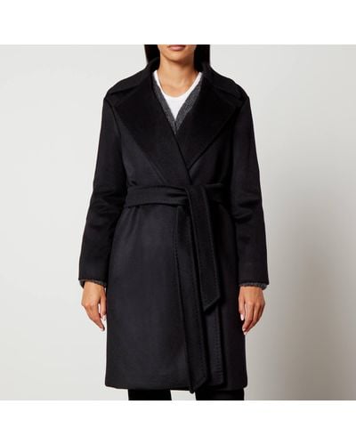 Max Mara Studio Tigre Virgin Wool Wrap Coat - Black