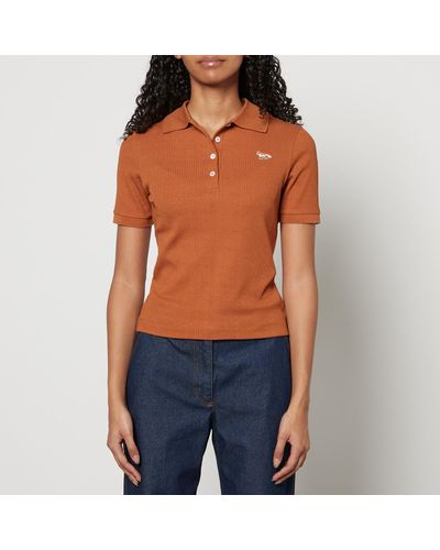 Maison Kitsuné Fine Ribbed Lyocell Blend Polo - Blue