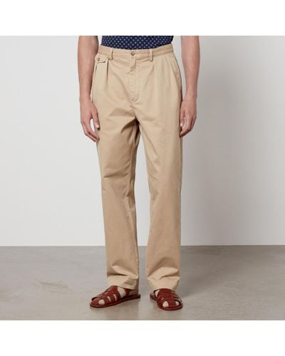 Polo Ralph Lauren Pleated Cotton-twill Pants - Natural