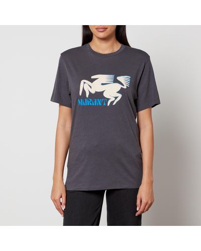 Isabel Marant Zewel Horse Logo Cotton T-Shirt - Gray