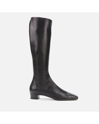 BY FAR Edie Leather Knee High Boots - Black