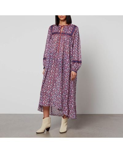 Isabel Marant Greila Floral-Print Cotton-Chiffon Midi Dress - Purple