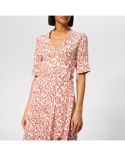 Ganni Synthetic Goldstone Crepe Wrap Dress in Pink - Lyst