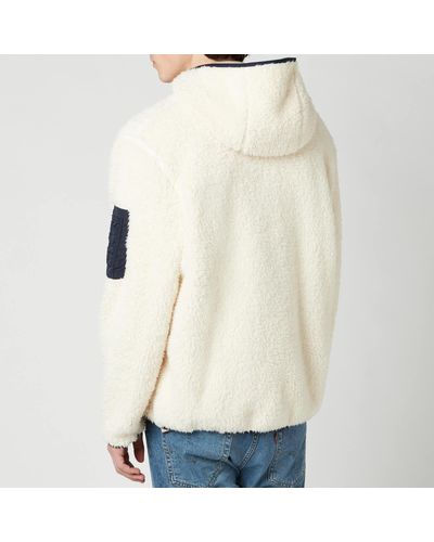 polo ralph lauren player logo curly sherpa full zip moletom com capuz in winter cream