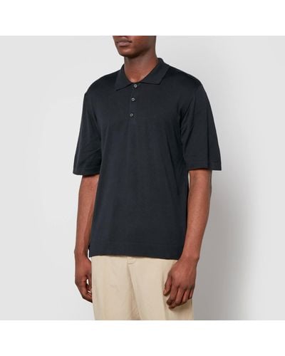 Officine Generale Brutus Organic Cotton-Blend Polo Shirt - Black