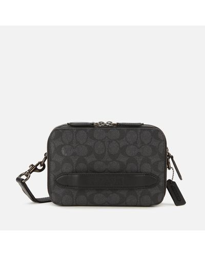 COACH Charter Signature Canvas Cross Body Bag in Black for Men - Lyst