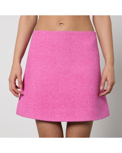 Ganni Wool-Blend Mini Skirt - Pink