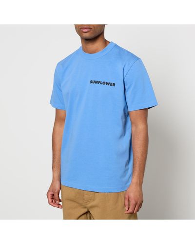 sunflower Master Logo-Print Organic Cotton-Jersey T-Shirt - Blue