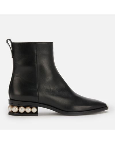 Nicholas Kirkwood 30Mm Casati Leather Heeled Ankle Boots - Black
