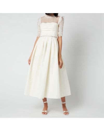 self portrait dot mesh midi dress