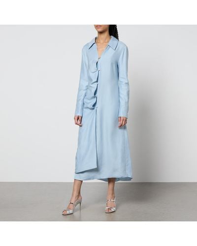 Stine Goya Spencer Asymmetric Poplin Wrap Midi Dress - Blue