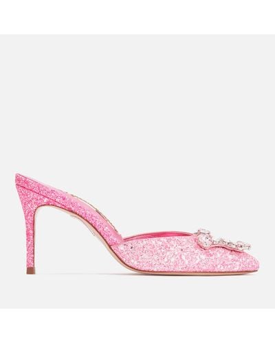 Sophia Webster Margaux Glittered Leather Mules - Pink