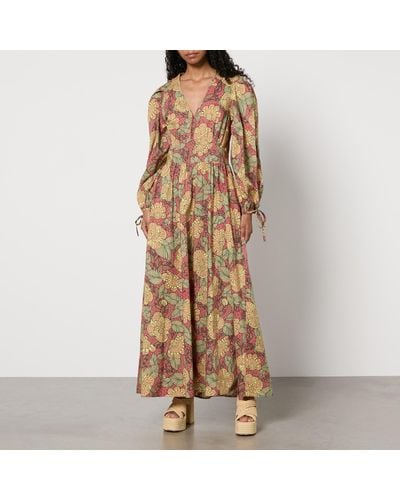 Stella Nova Floral-Print Cotton Maxi Dress - Brown