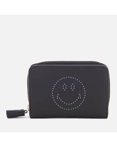 Anya Hindmarch Smiley Face Compact Wallet - Black